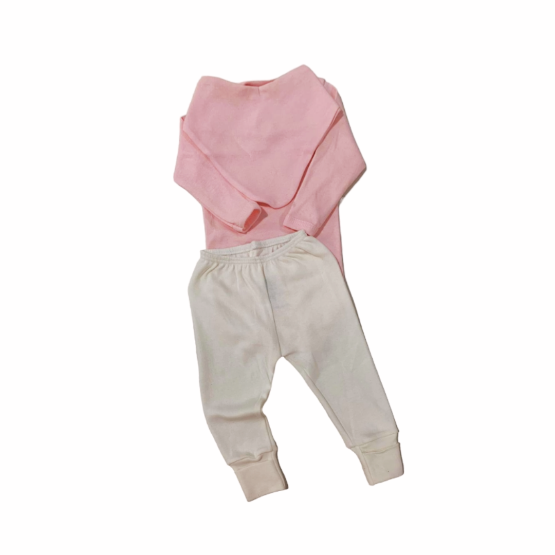 CONJUNTO LONGO NUDE COM ROSA BEBÊ Mbaby