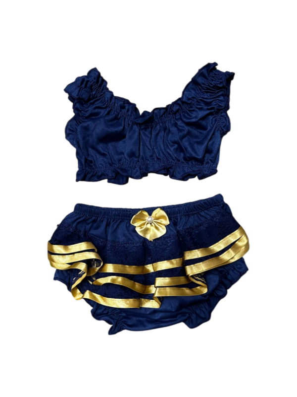 CONJUNTO BUNDA RICA MARINHO COM DOURADO